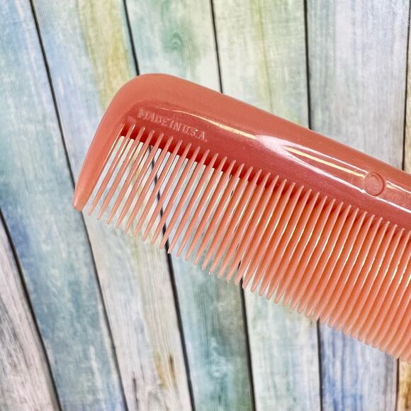 Vintage Hair Comb ACCO Nylon Made in USA Peach Set of Three 1950s 60s Barber - Picture 4 of 5